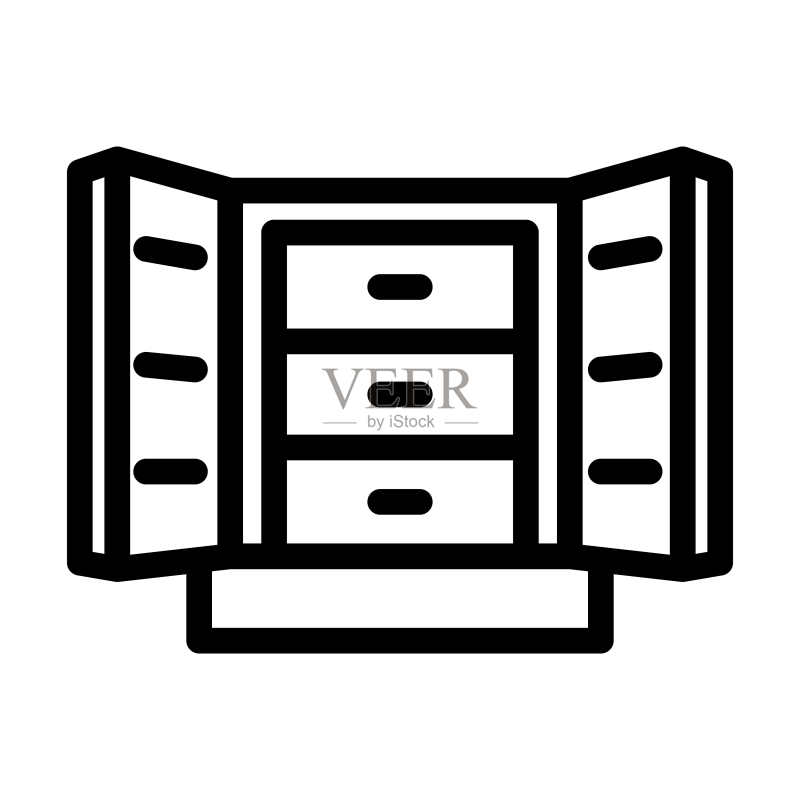 珠宝收纳盒家居内饰线条图标矢量插画图标素材