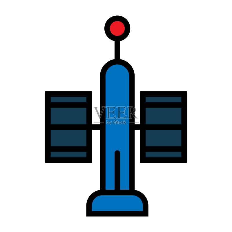 隔离在白色背景上的商业卫星线性图标图标素材