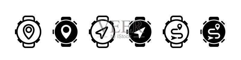 带GPS定位图标的手表组合插图图标素材