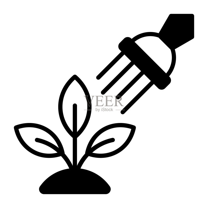 时尚风格的浇灌植物矢量设计，生态优质图标图标素材