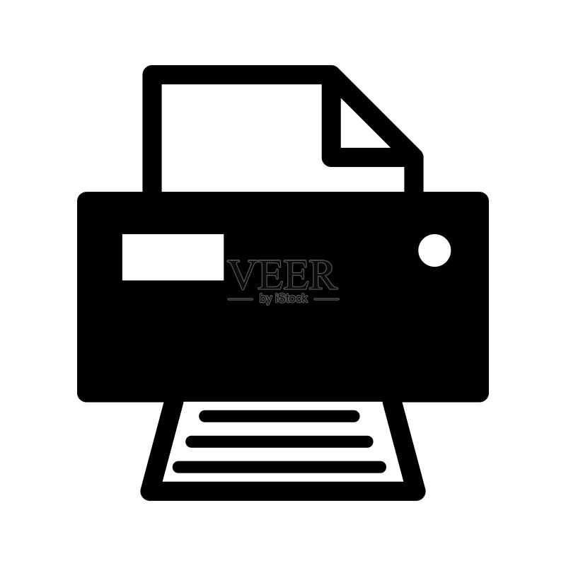 打印机文档Web图标，打印机技术扁平标志矢量图图标素材