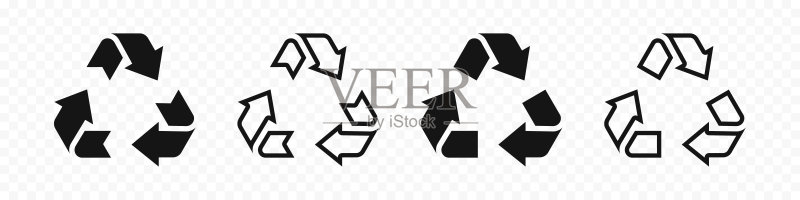 回收箭头矢量图标集：旋转箭头集，可重复使用标志，回收概念图标图标素材