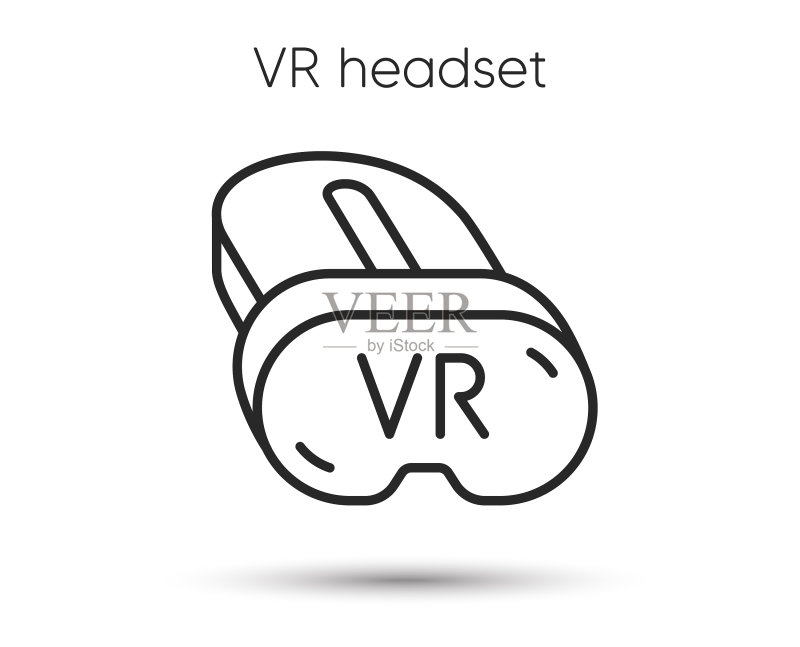 VR头显线性图标：虚拟现实设备标志图标素材