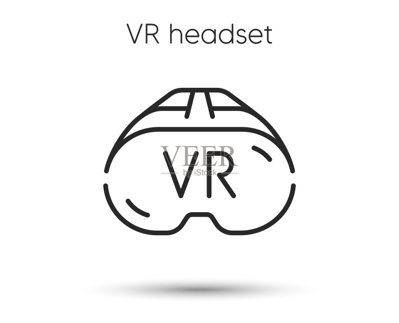 VR头显线性图标：虚拟现实设备标志图标素材