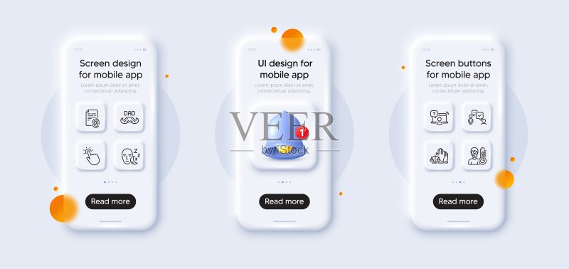 温度计、陪审团和在线问题图标包。用于Web应用程序。3D手机模型。矢量素材图标素材