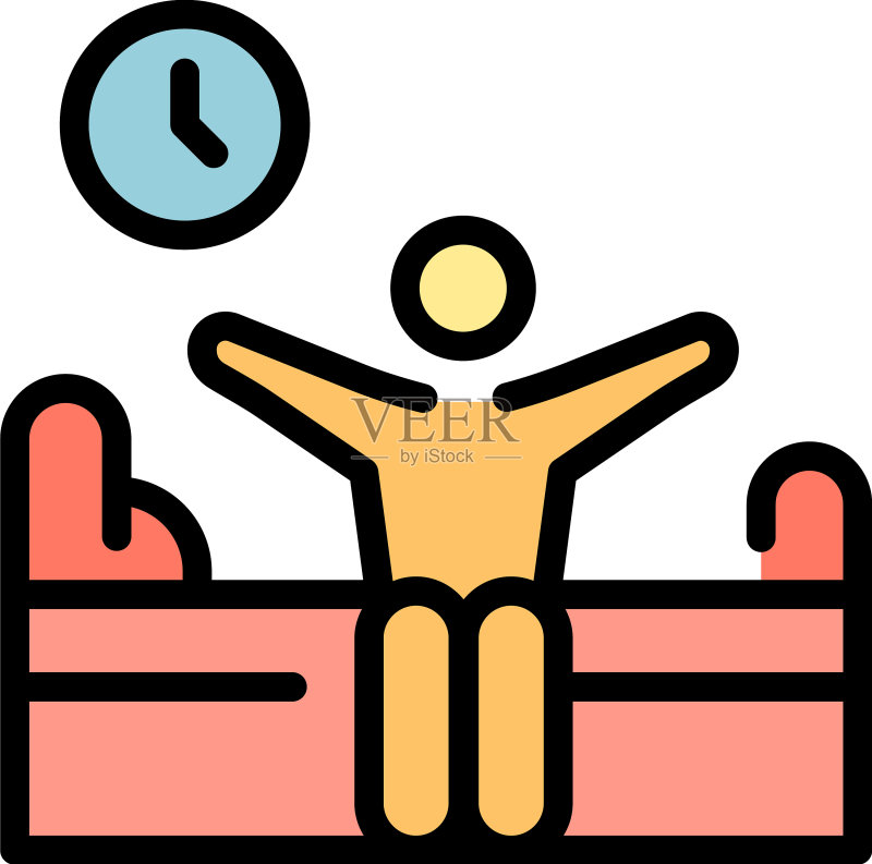 男人醒来图标（扁平风格）图标素材