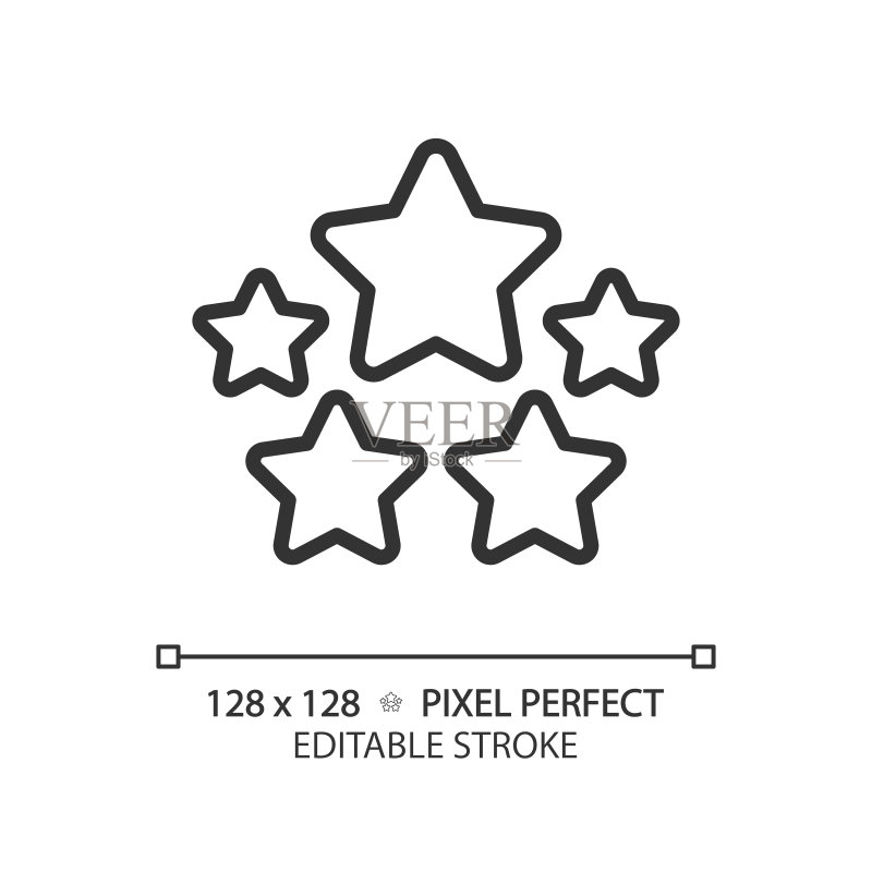 五星像素完美线性图标图标素材
