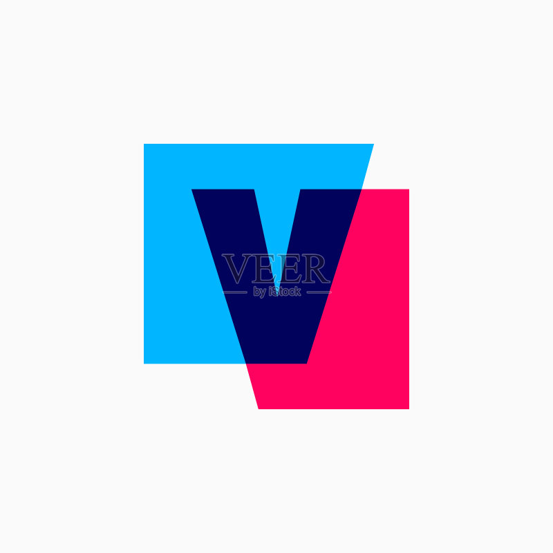 字母V，首字母重叠颜色方块图标矢量图图标素材