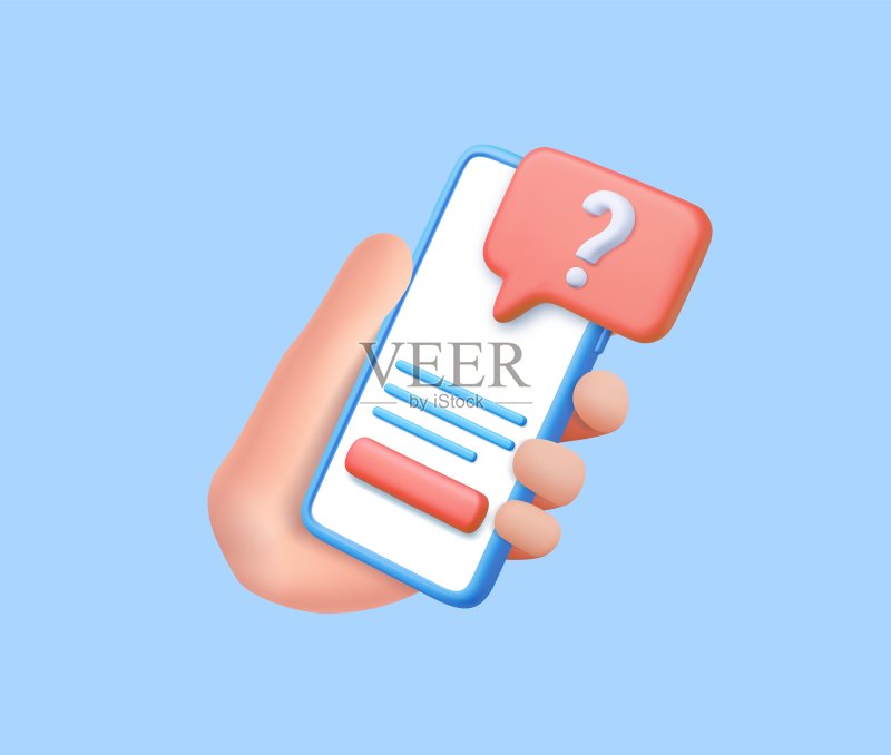 3D问号图标和问题按钮图标素材