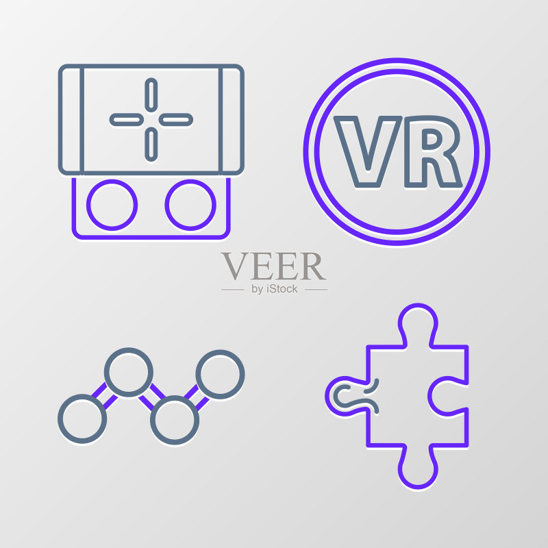拼图、分享、VR眼镜和掌上游戏机矢量素材图标素材