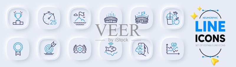 有氧训练、体育馆和探鱼器应用图标矢量素材图标素材