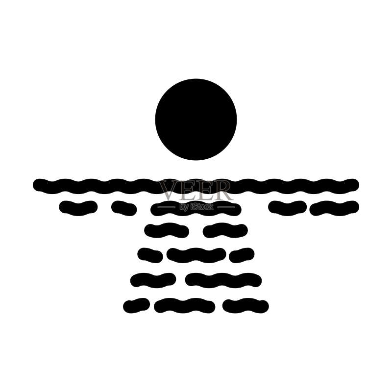 海边日落阳光夏季光线标志矢量图图标素材