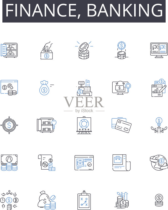 金融银行线条图标会计合集图标素材