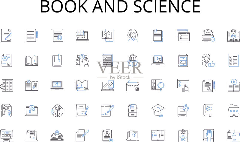 书籍和科学线性图标界面图标素材