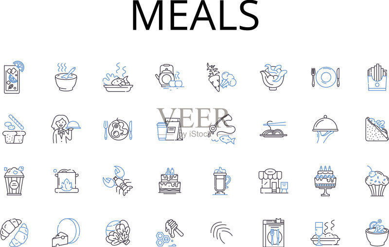 餐饮食品系列线性图标图标素材