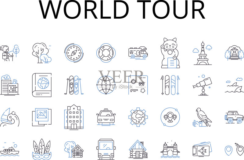 世界旅行线路图标合集：狂野之旅图标素材