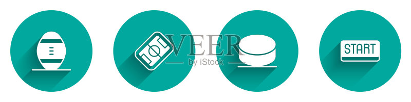 美式橄榄球、球场、冰球和终点线上的缎带图标矢量素材图标素材