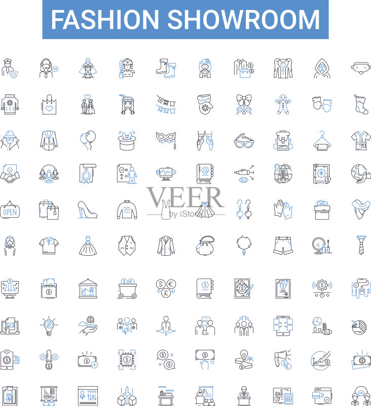 时尚展示厅轮廓图标系列图标素材