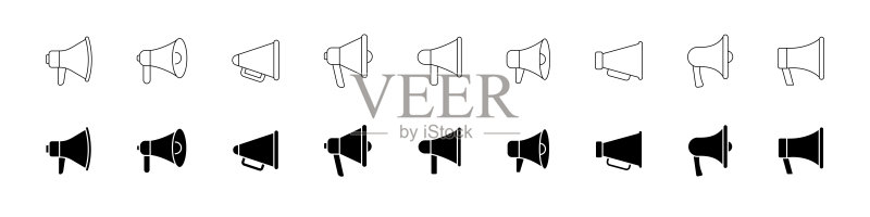喇叭、扩音器图标，扩音器广告图标集合，喇叭标志图标素材