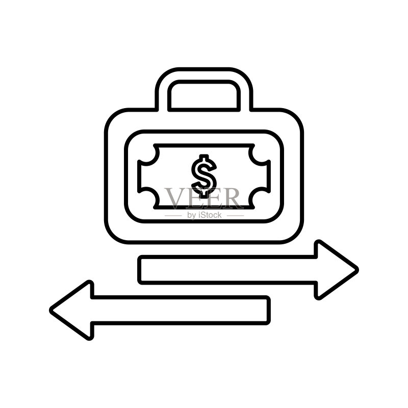 美元手提箱兑换线性图标图标素材