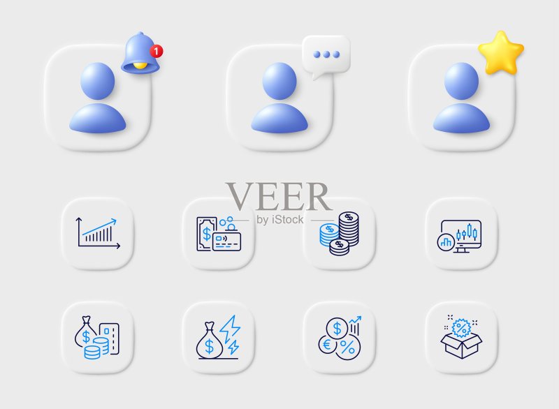 K线图、电价和图表线图标矢量素材，适用于Web应用程序和印刷图标素材