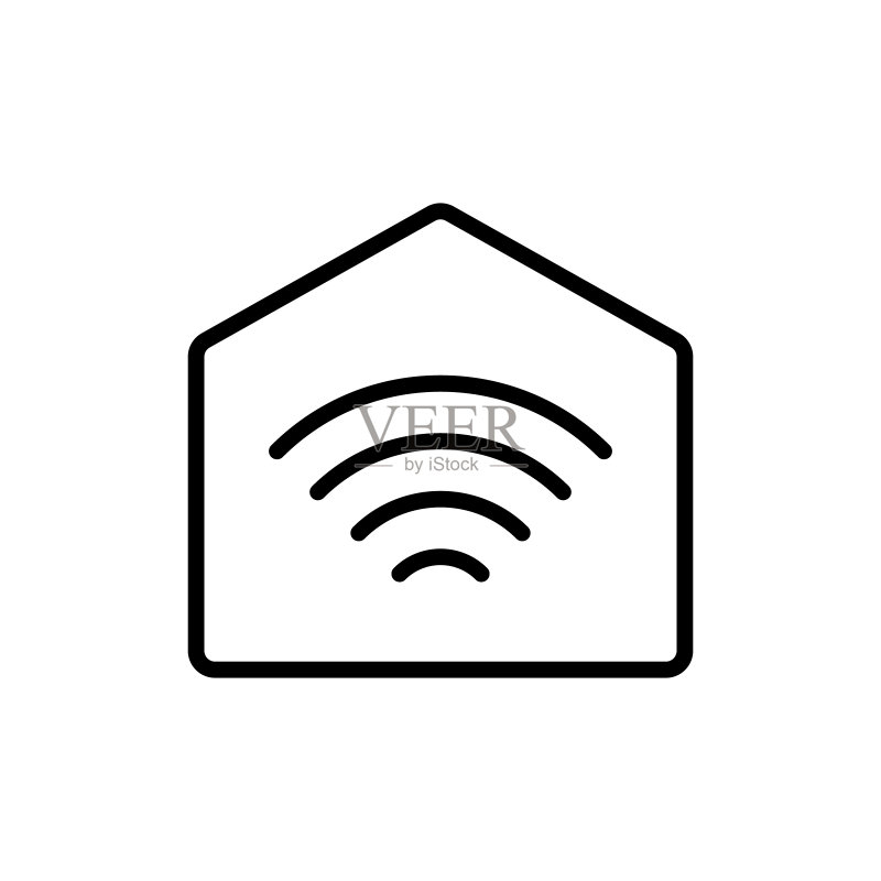 白色背景上隔离的智能家居轮廓矢量图标：用于网页、移动App和UI设计图标素材