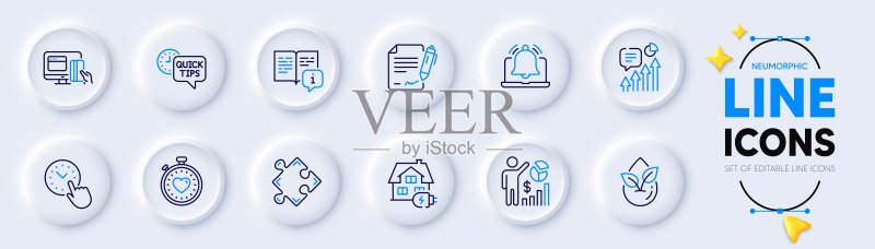 在线支付、签署文件和手动线条图标，适用于Web应用程序。象形图图标。矢量图图标素材