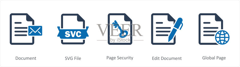 5个文档图标：文档、svg文件、页面安全图标素材