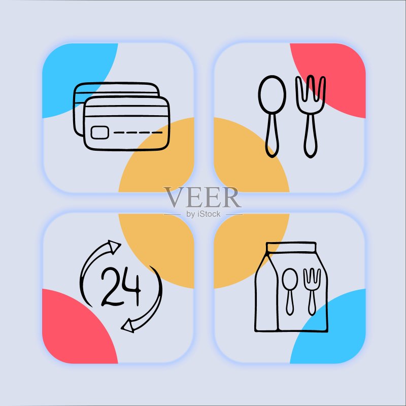 便捷快速的餐饮外卖图标合集（矢量线条）图标素材