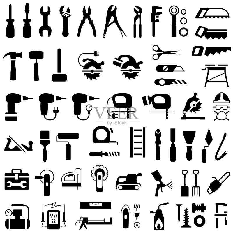 建筑、装修和DIY工具图标集图标素材