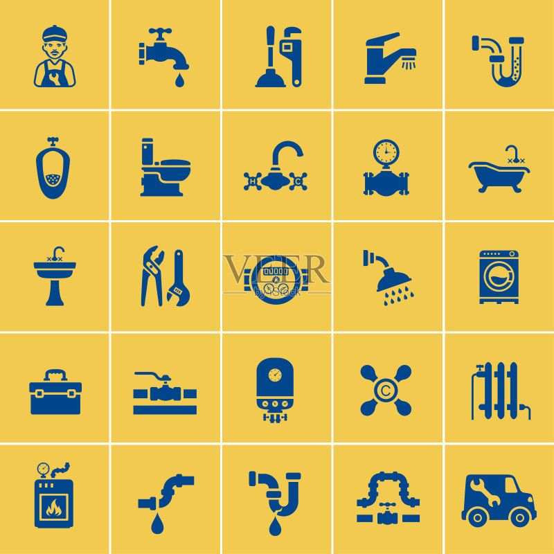 plumbing service icons图标素材