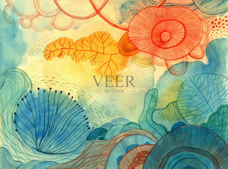 抽象彩色水彩背景正版插画素材