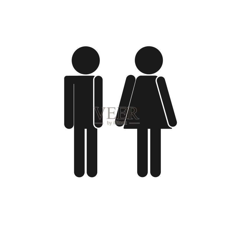 男女洗手间、WC、厕所或性别图标模板插画图标素材