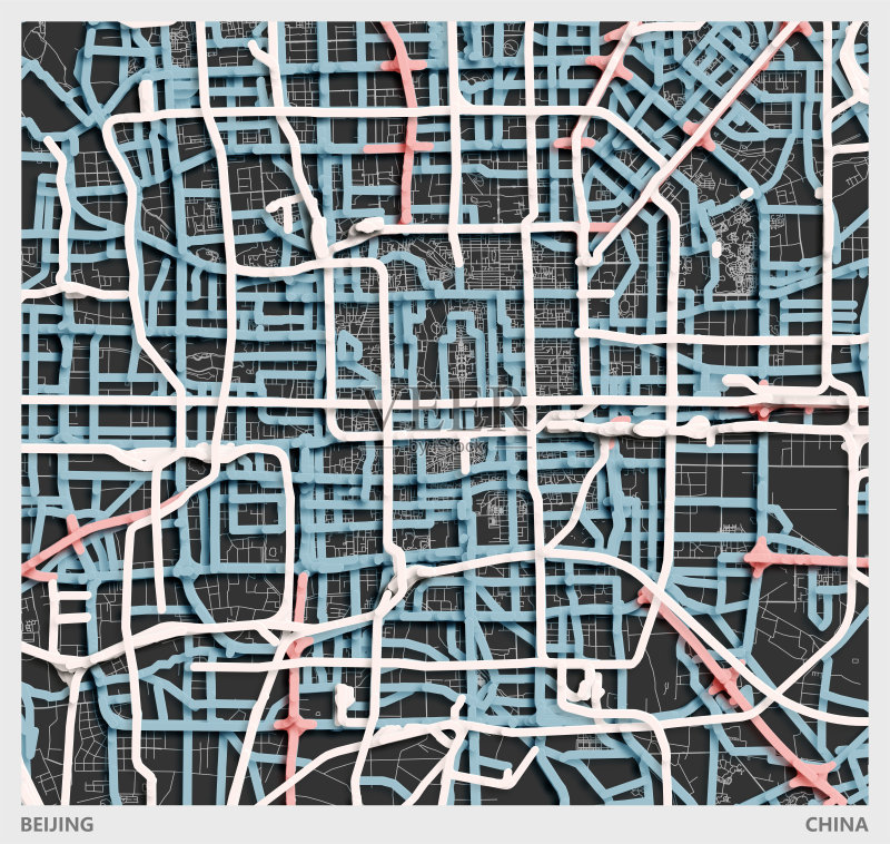 剪纸风格艺术插画地图:中国北京插画图片素材