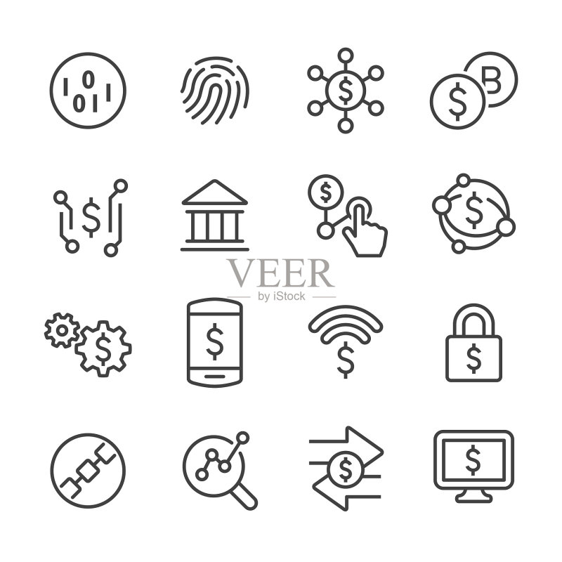 金融科技图标线性系列图标素材