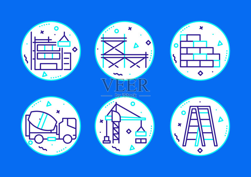 建筑行业相关线条图标矢量符号插图图标素材