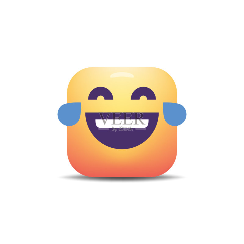 表情符号立方体，可爱色彩和阴影效果图标素材