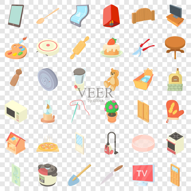 卡通风格房屋图标集图标素材
