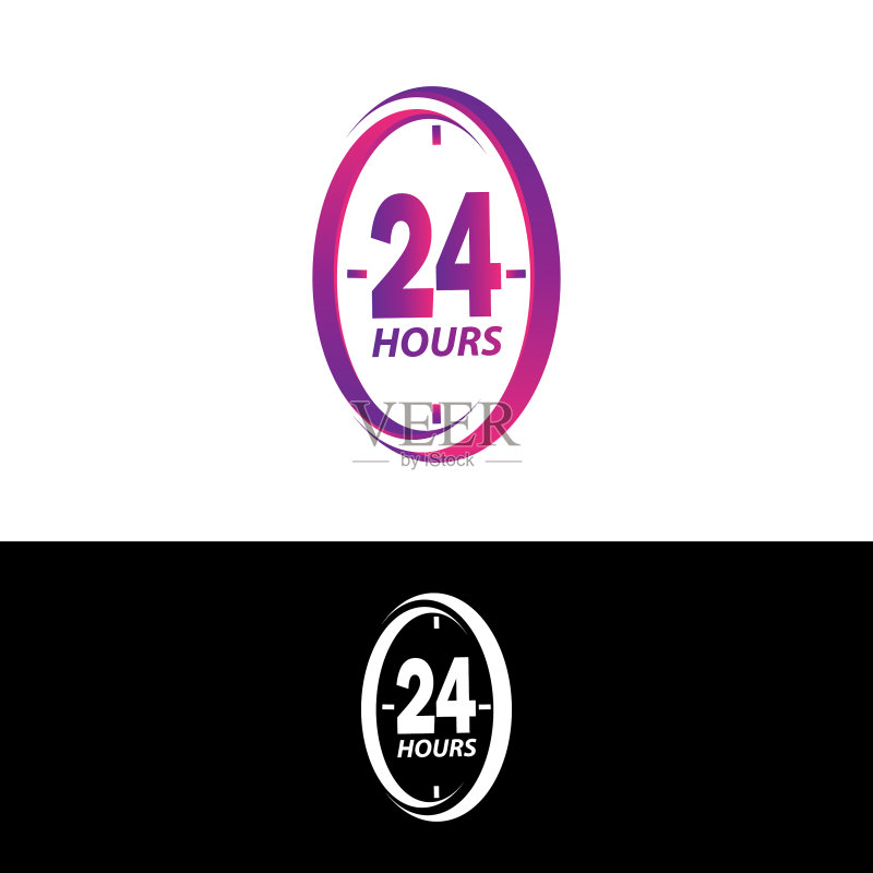 现代24小时服务标志logo模板设计图标素材