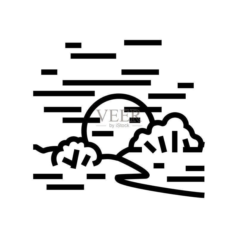 日落地平线阳光线性图标矢量素材图标素材