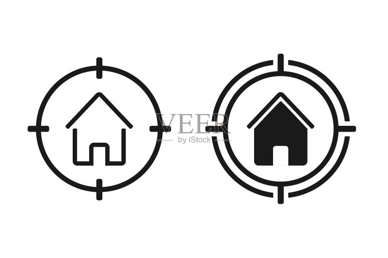 房屋目标图标，矢量图图标素材