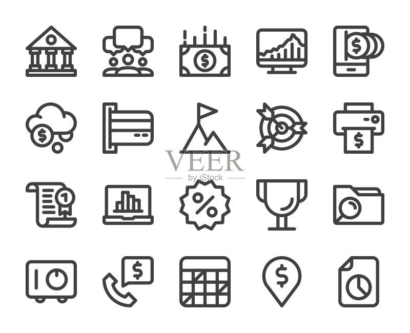 商业与金融粗线条图标图标素材