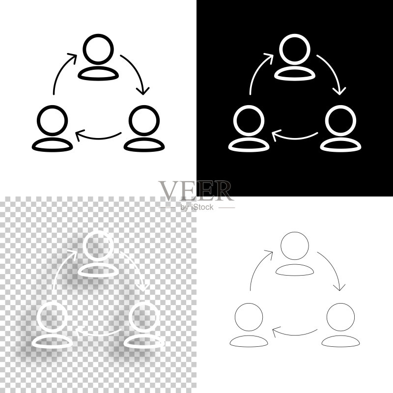 团队管理设计图标：线条图标图标素材