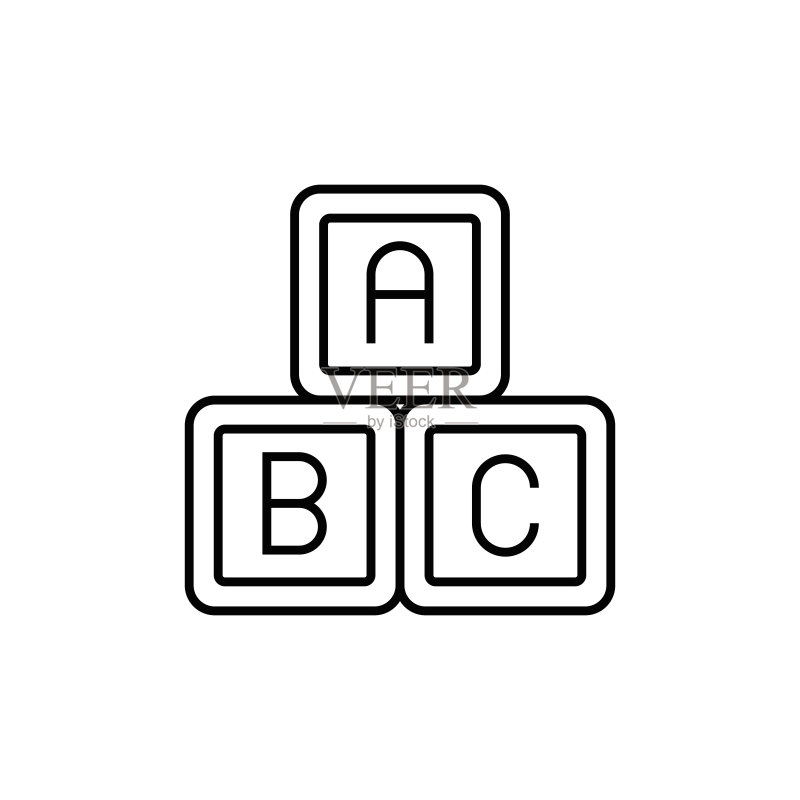 字母方块线性图标图标素材