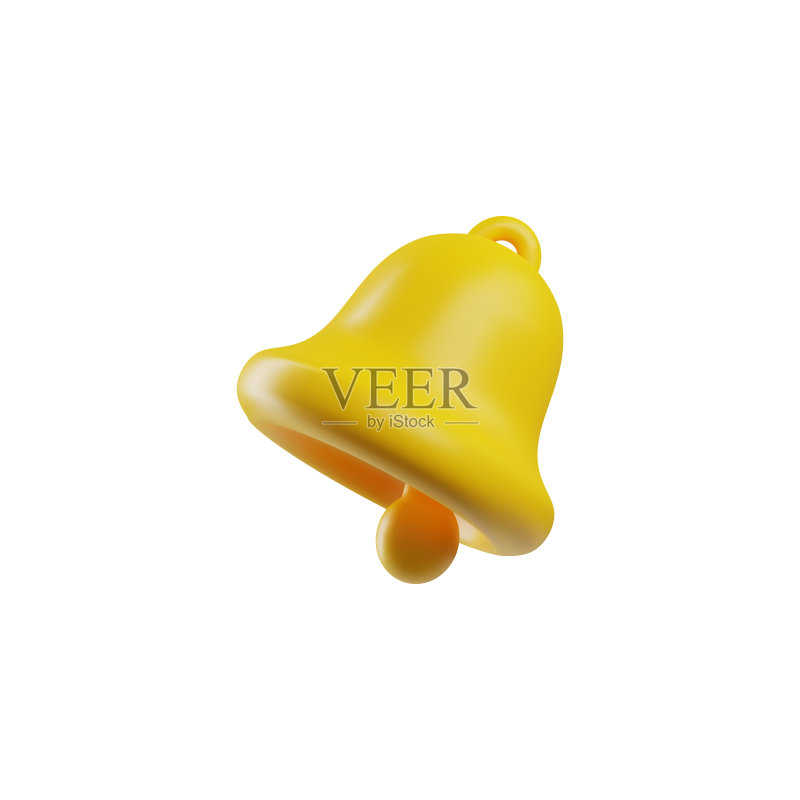 逼真的铃铛卡通图标，用于社交媒体新通知的矢量3D渲染黄色响铃图标素材