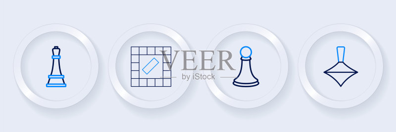 风车玩具、国际象棋棋子和棋盘游戏图标图标素材