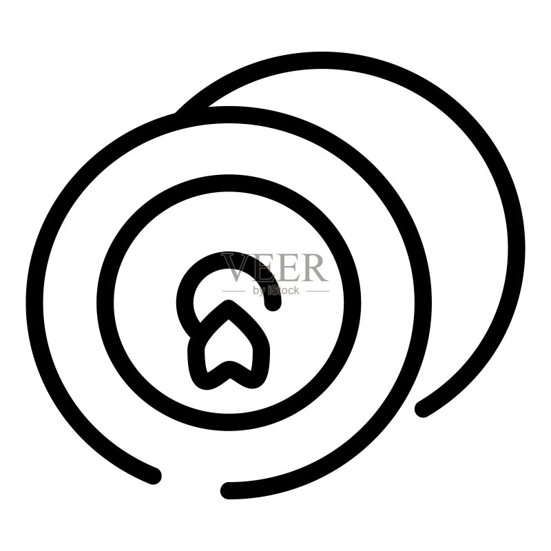 镲乐器线条图标：打击乐镲矢量图，白色背景，适用于App的乐器轮廓设计，EPS 10。图标素材