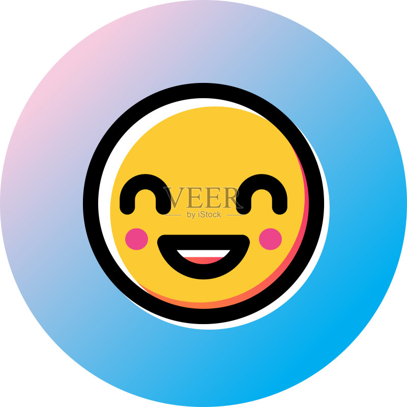 可爱快乐表情符号线性艺术图标素材