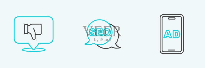 不喜欢语音气泡广告线条图标素材