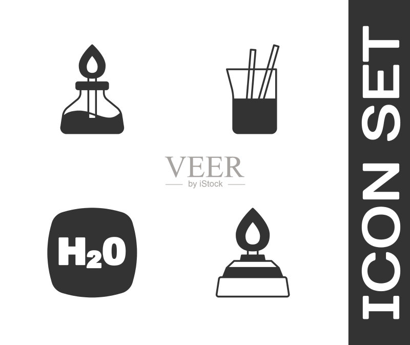 酒精或酒精喷灯化学式H2O组合图标素材
